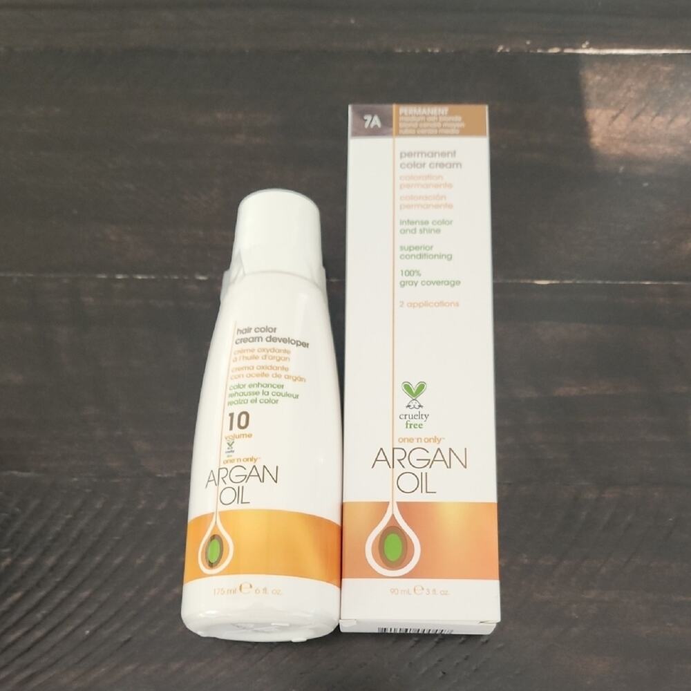 ONE N ONLY Argan Oil Permanent Color Cream & Developer 10 Volume Color 7A